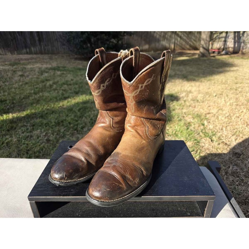 Ariat Mens Heritage Roper Western Boots Brown Leather Round Toe 12 D